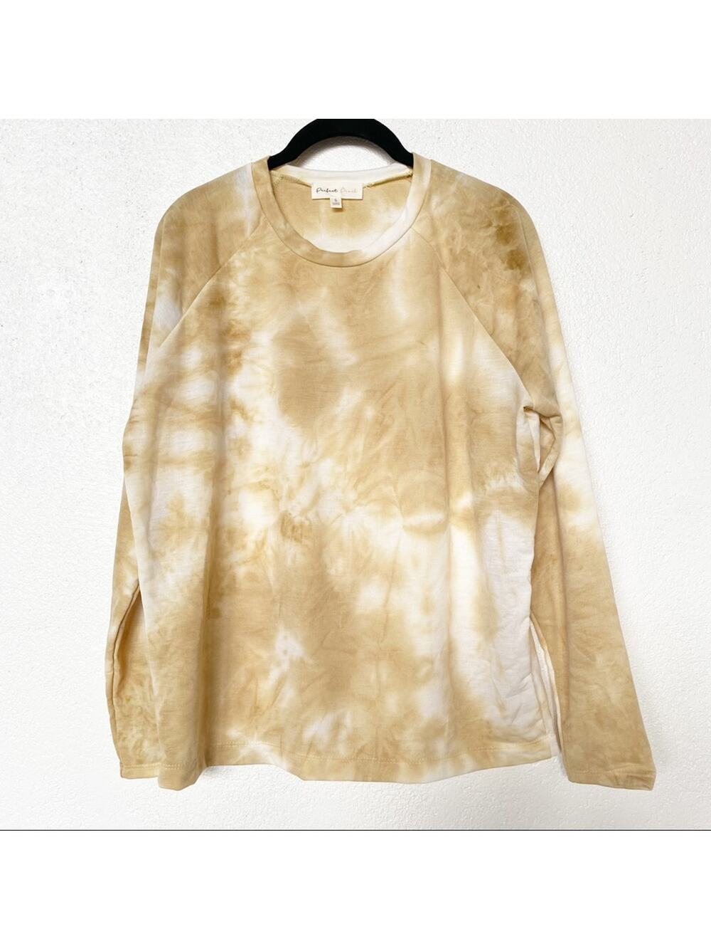 Perfect Peach Yellow Tie Dye Crew Neck Long Sleeve Top Size Small